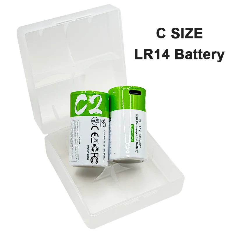 

1-12PCS 1.5V C Size 5000mWh Lipo Polymer Battery Type-C Rechargeable Battery with Ultra-Fast Charging for Flashlight Gas Cooker