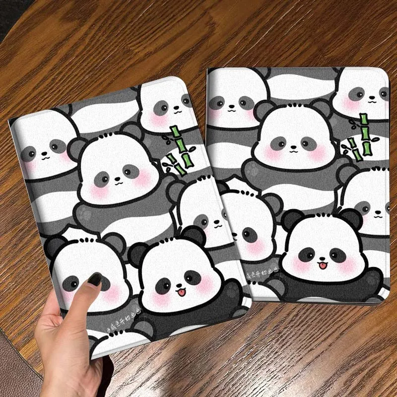 Cartoon Panda Bamboo Cover For iPad Pro Mini Air 1 2 3 4 5 6 7 10 11 th 8 9 gen 11 M4 M5 Foldable Tablet Case