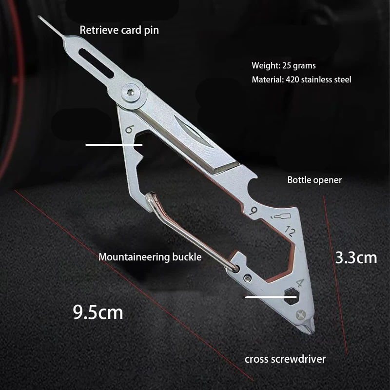 Outdoor Portable EDC Multifunctional Mobile Phone Card Needle Keychain Bottle Opener Creative Hanging Buckle Cutting Tool