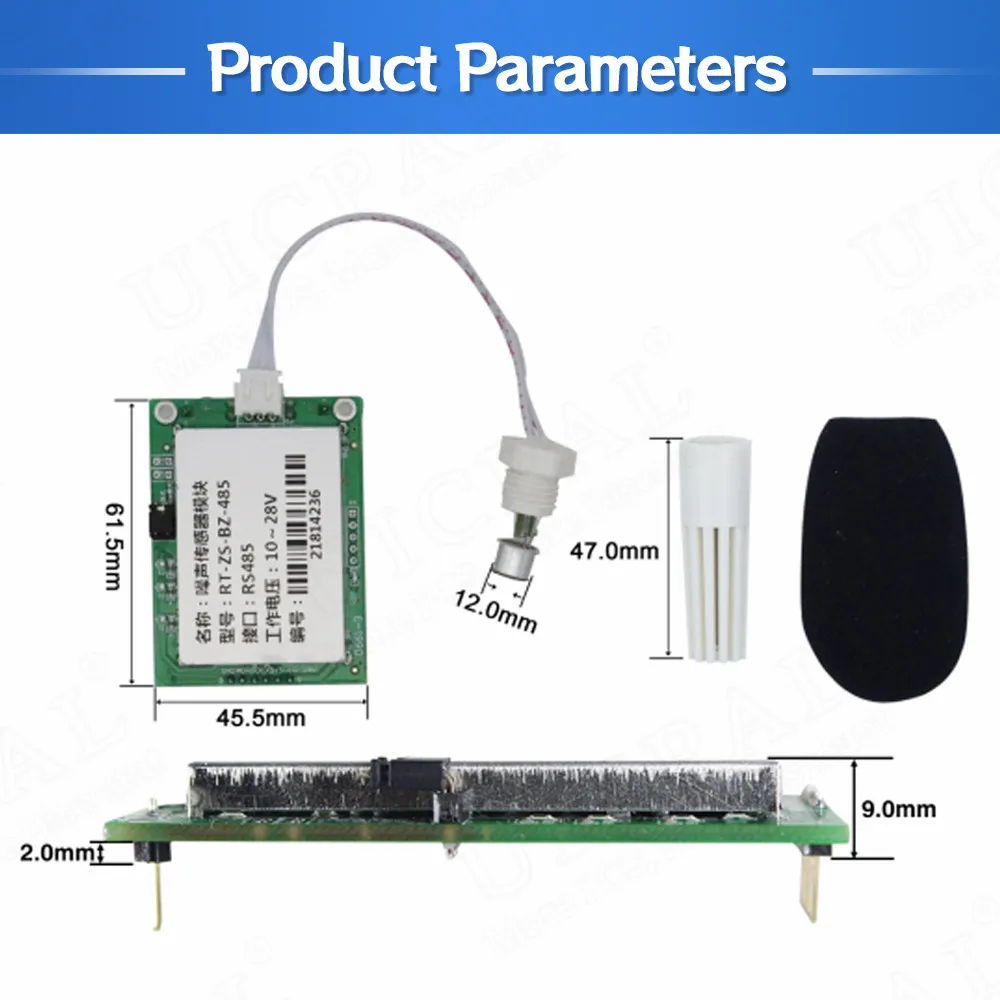 Decibel Meter Noise Sensor Module Tester Transmitter Output TTL RS485 0-3V 30-120dBA 20-12.5kHz High Precision