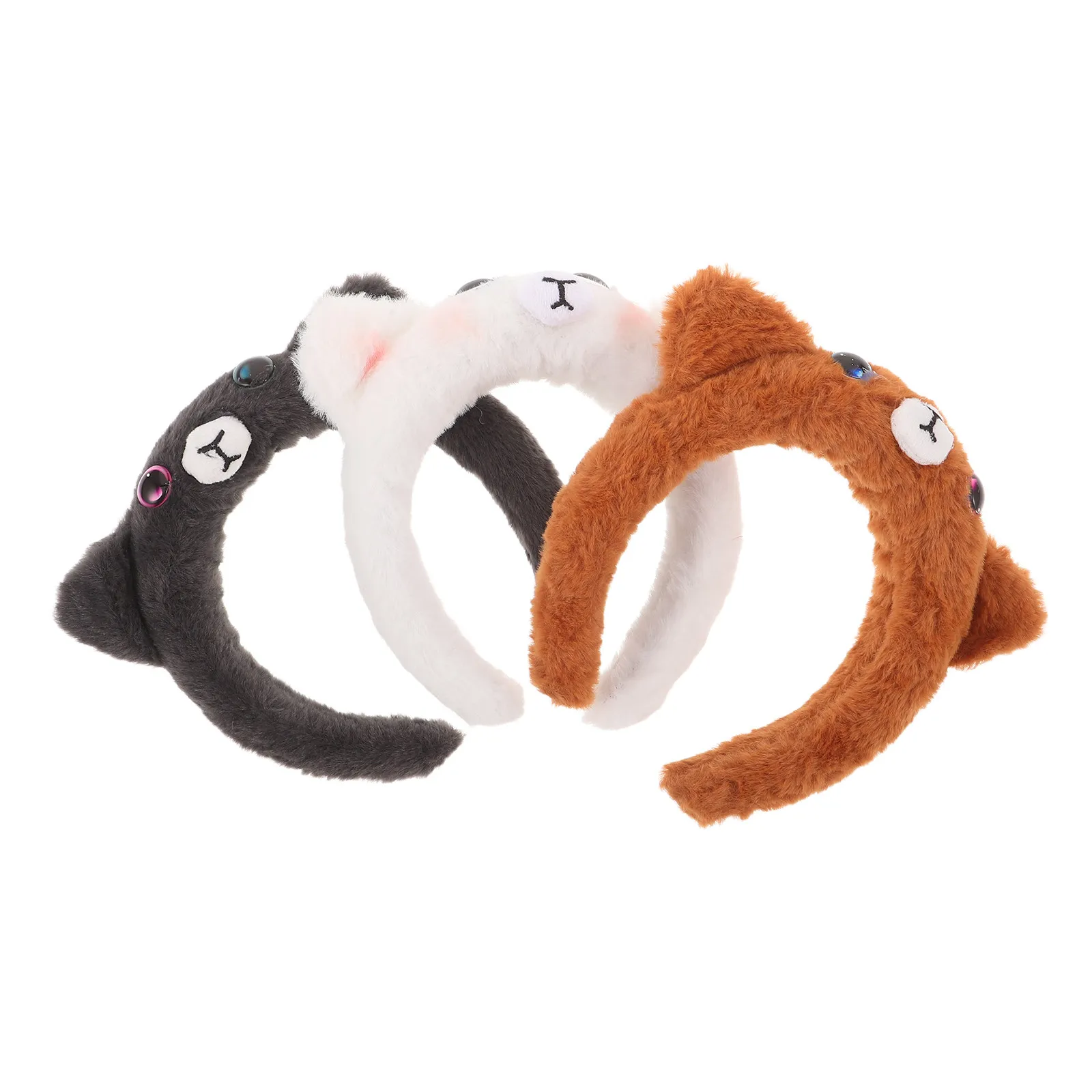 3pcs Cat Beauty Headband Hairband Cat Headband Women Headbands For Makeup Wash Face Spa Women Black White Orange