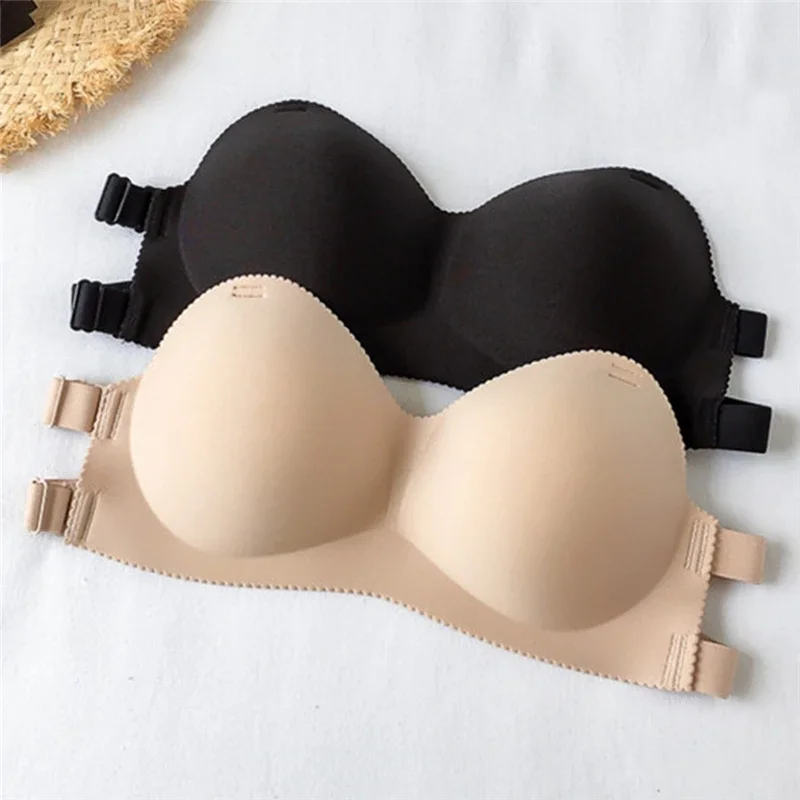 Sexy sem costas sutiã invisível push up para mulher lingerie sem costura sutiã sem costura sutiã preto sem alças