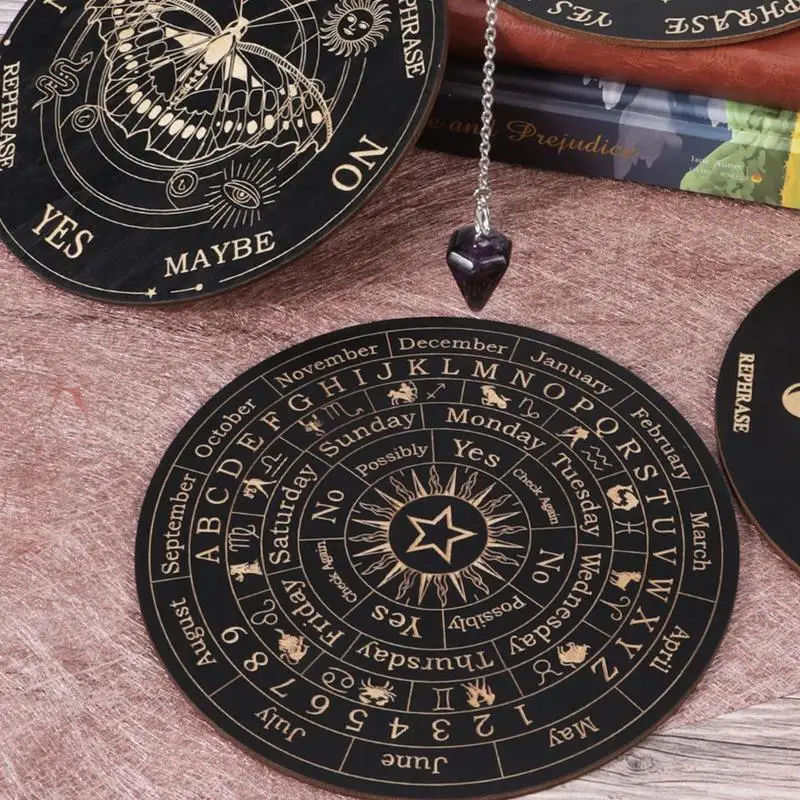 Pendulum Board Dowsing Wooden Decision Maker Message Boards With Letters Ouija Board Game Fortune Telling Pendulum Boards