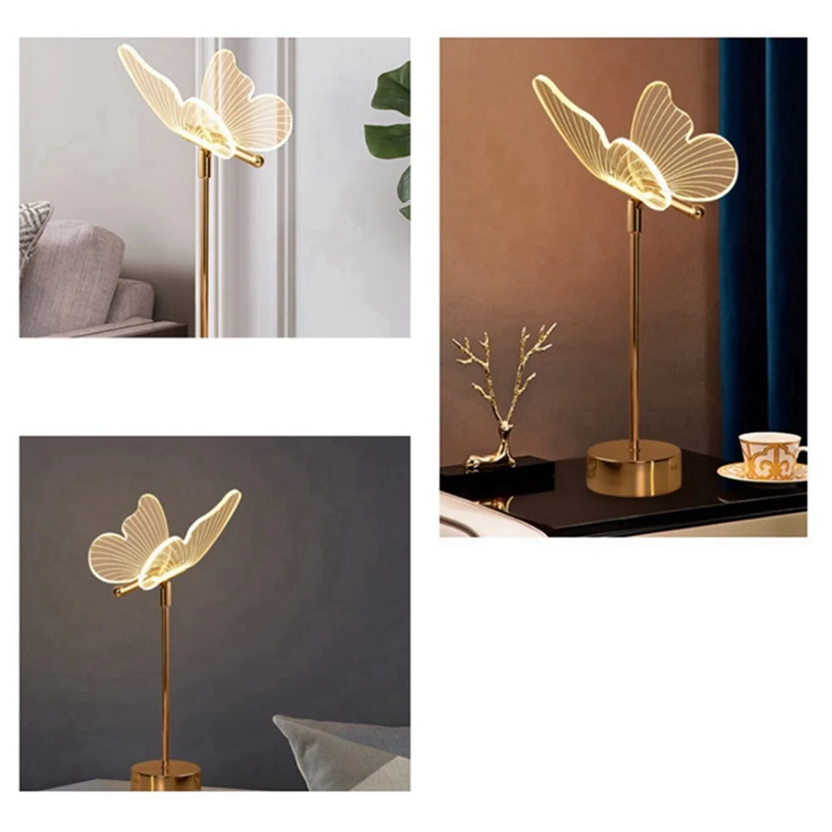 Butterfly Table Lamp USB Rechargeable Nordic Ambiance Night Lights Luxury Living Room Desk Decor Bedroom Luminaire