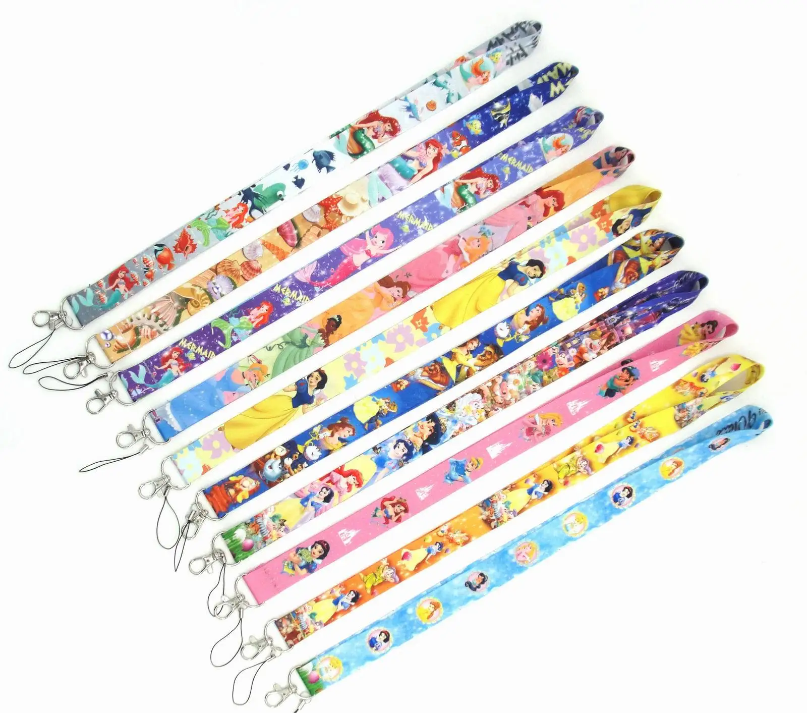 Disney  Snow White Mermaid Princess Cartoon Personality Lanyard Badge ID Lanyards Phone Rope Key Lanyard Neck Straps Accessories