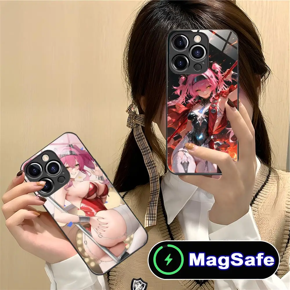 

Чехол для телефона Wuthering Waves Lupa для iPhone 16, 15, 14, 13, 12, 11 Pro Max Plus Mini MagSafe, стеклянный цвет, защитный смартфон, роскошный