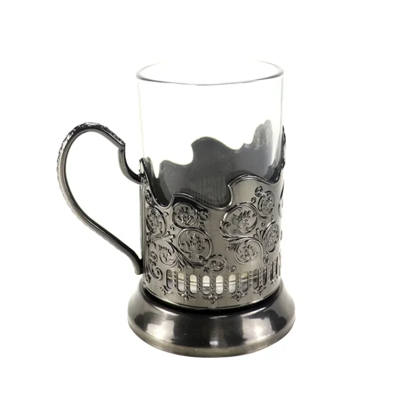 Sell Custom logo old-fashioned podstakannik russian drinking hot tea glass metal cup holder folk crafts