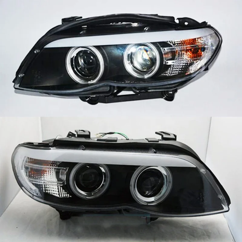 For BMW X5 E53 Headlights Front Lamp Black Housing 2004 2005 2006 Year SN