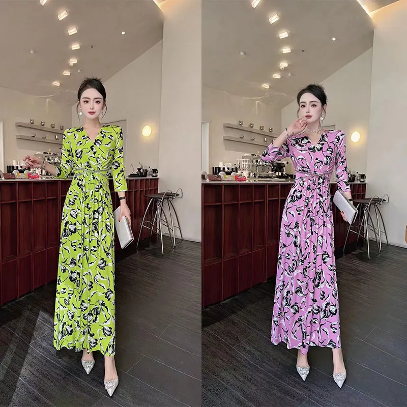 Fashionable and elegant printed design dress with exclusive style, noble and slimming women's clothing, high-qualit #099 c3-45