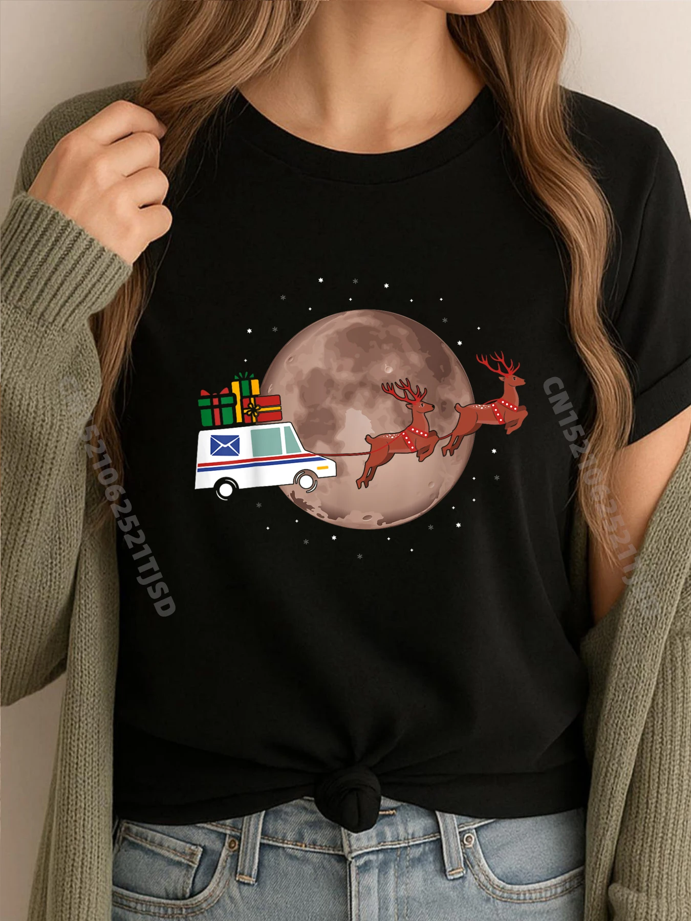 

Почтовый грузовик на Луну Почтовые работники Рождественская уличная одежда Новые рубашки и футболки Рождество