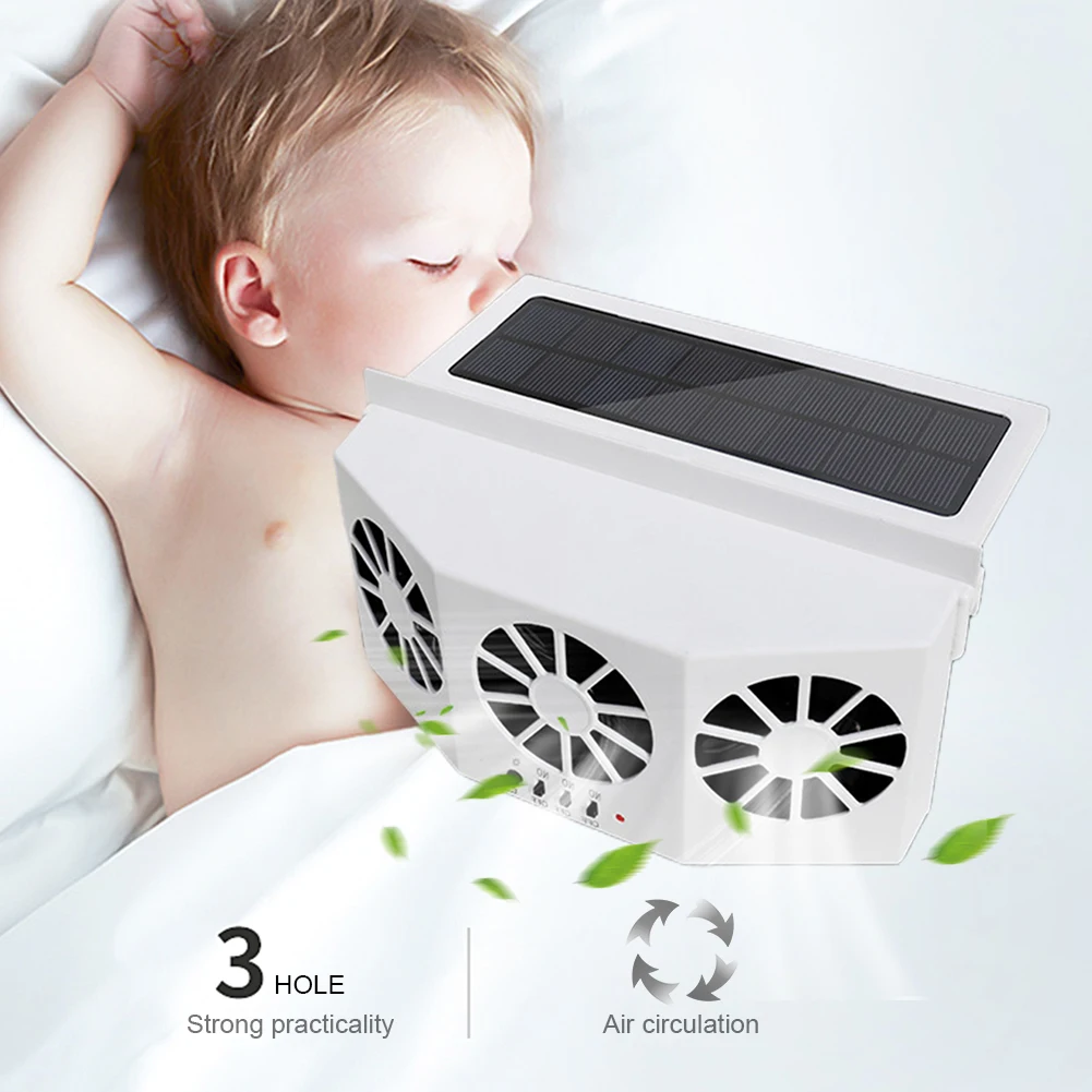 

Air Circulation Fan 3 Heads Portable Deodorization Ventilator Solar Charging Suction Interior Cooler 2.4V for Vehicle Truck SUV