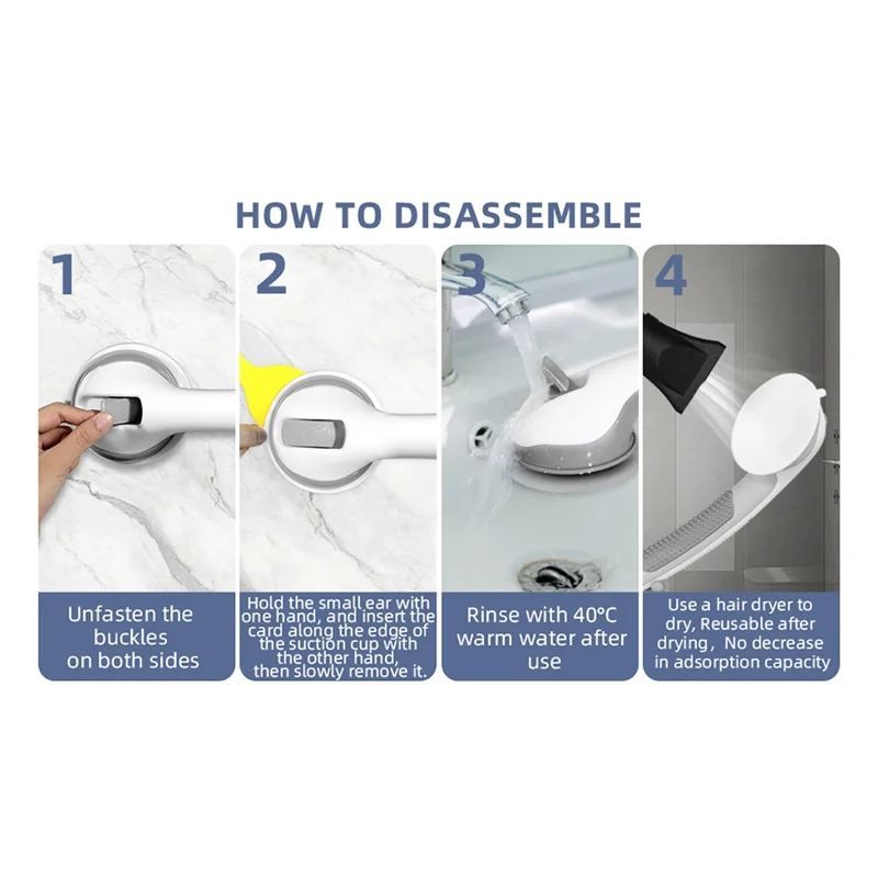 

Grab Bar For Bathtubs Showers Suction Cup No Drilling Waterproof Shower Handles For Elderly-Best Selling