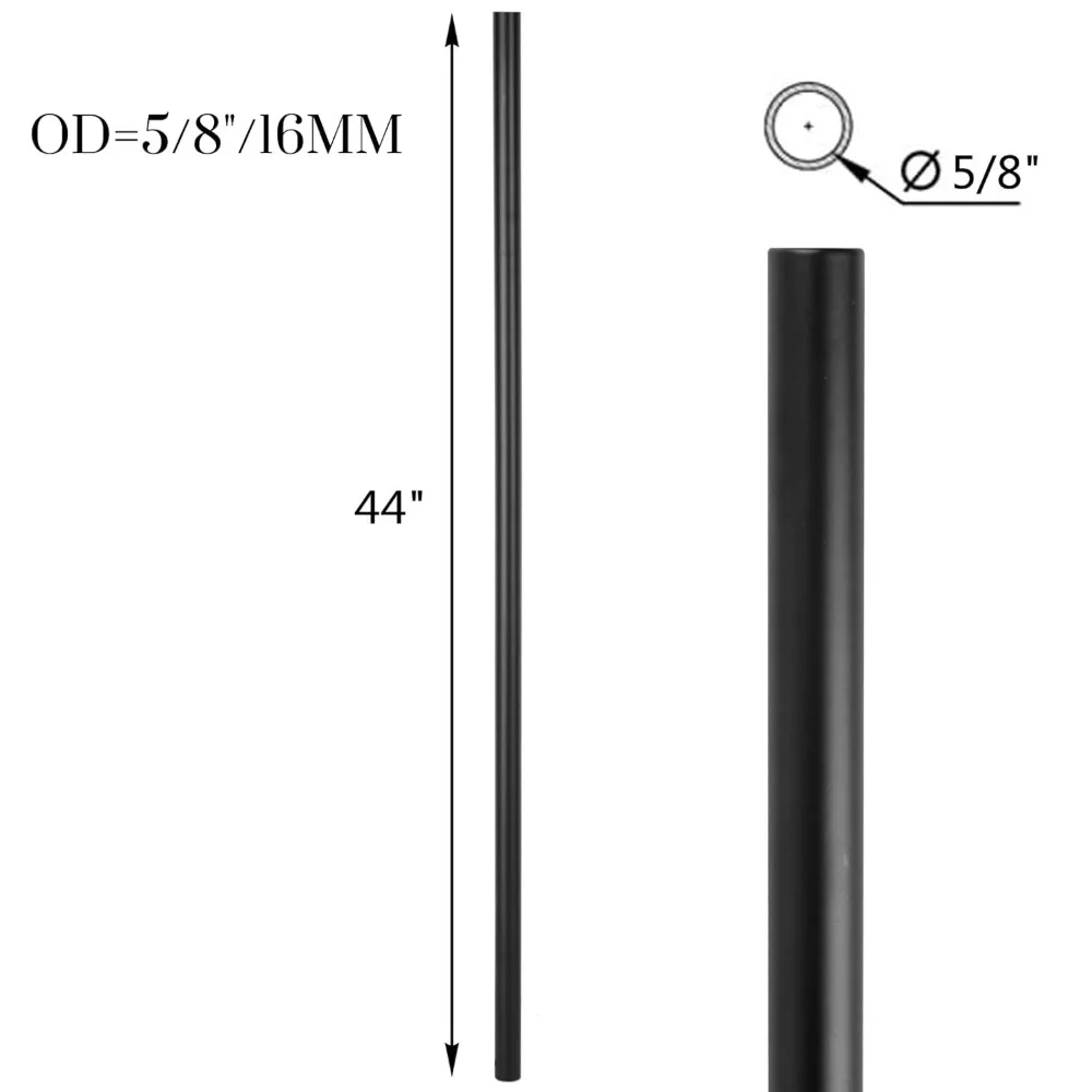

Iron Stair Balusters 5/8" Round x 44" Long, Powder Coated Satin Black - 30 Pack for Indoor Staircase