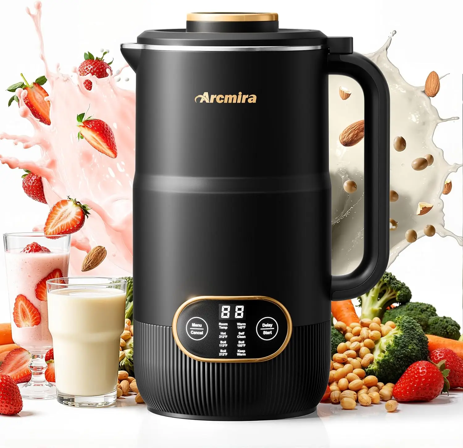 

8 in 1 Nut Milk Maker, 8 Blade 35oz Homemade Almond, Oat, Coconut, Soy, Plant Based Milks and Non Dairy Beverages, Soy Milk