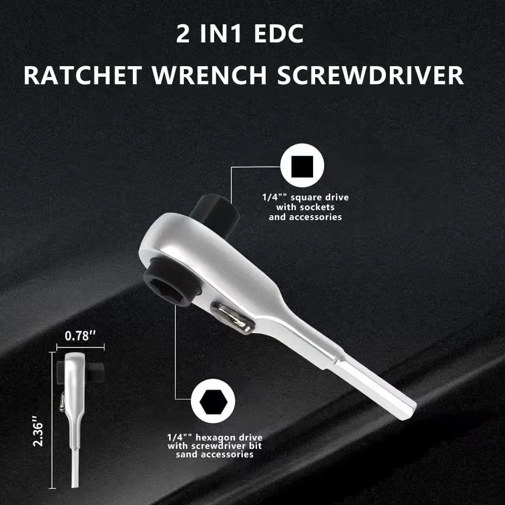 Black Flat End Bit Extender + 2 in 1 Ratchet Wrench for Leatherman Multi-tool Accessories,2 Pack - view 2