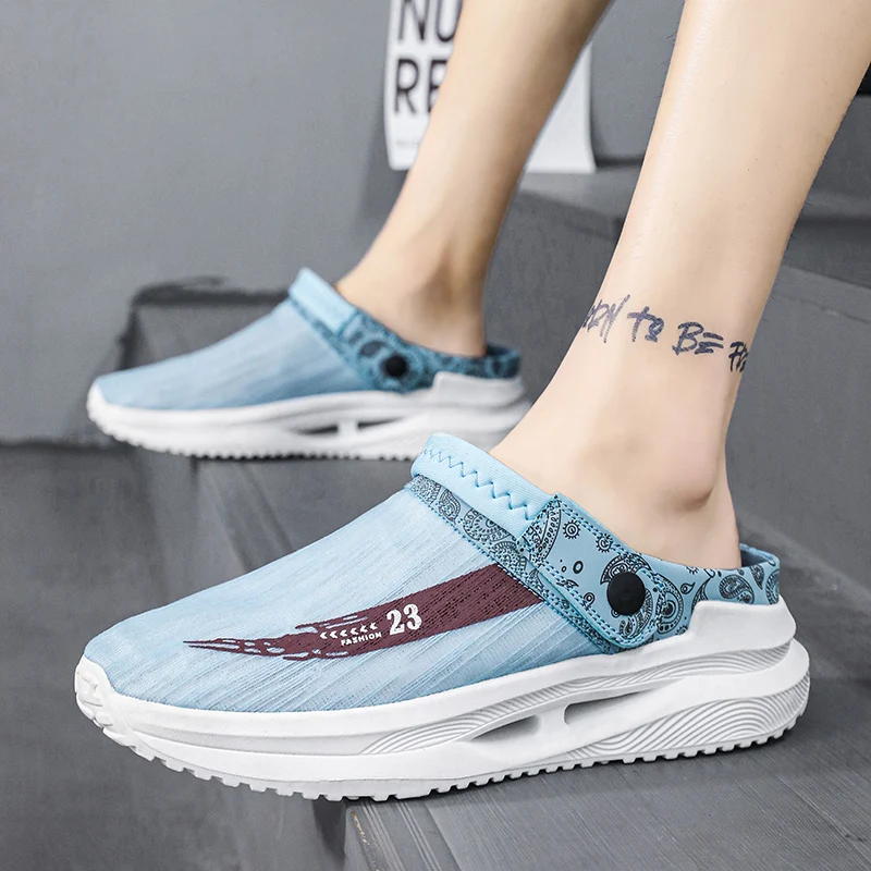 

Легкие уличные полутапочки Fujeak: дышащие сандалии-шлепанцы для мужчин с удобным верхом из ТПУ для весны и осени