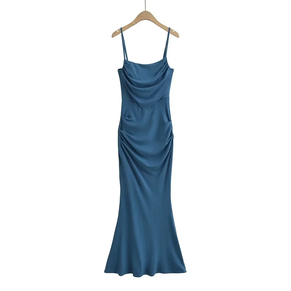 Summer New Faion Women's Sexy Pleated Fi Tail Long Dr Pure Desire Tight Fit Sexy Wrap Body Strap Dr Commute Sle H...