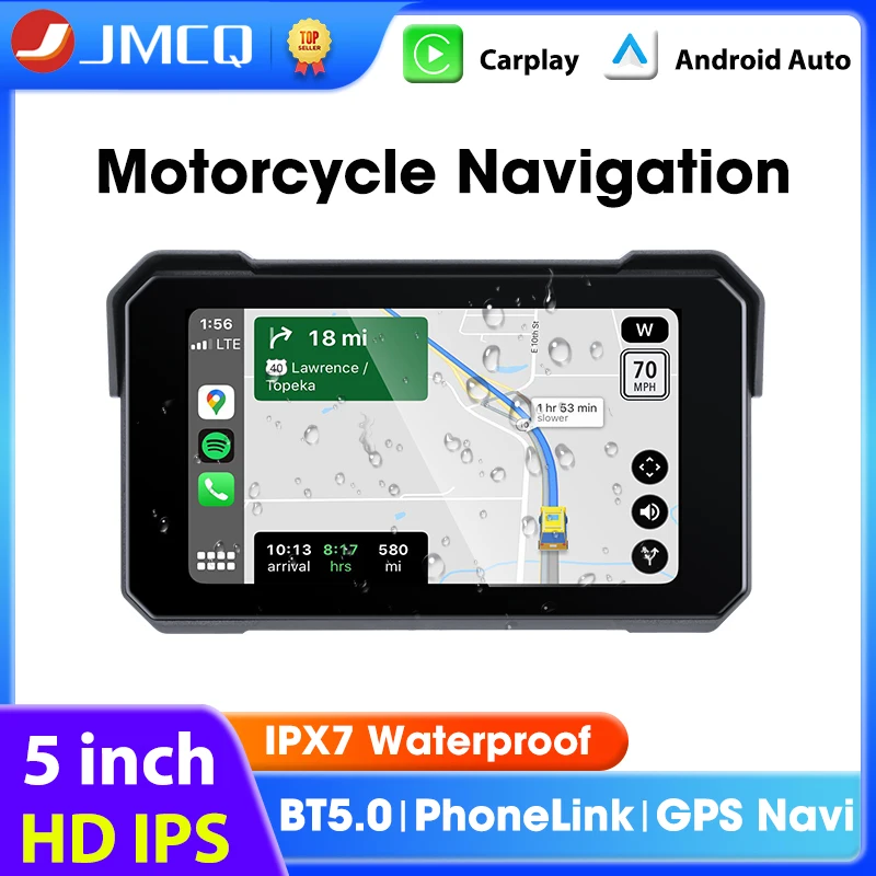 

5 inch Motorcycle Navigation GPS Wireless Carplay&Android Auto Moto Monitor IPS Display Dual Bluetooth 5.0 IPX7 Waterproof