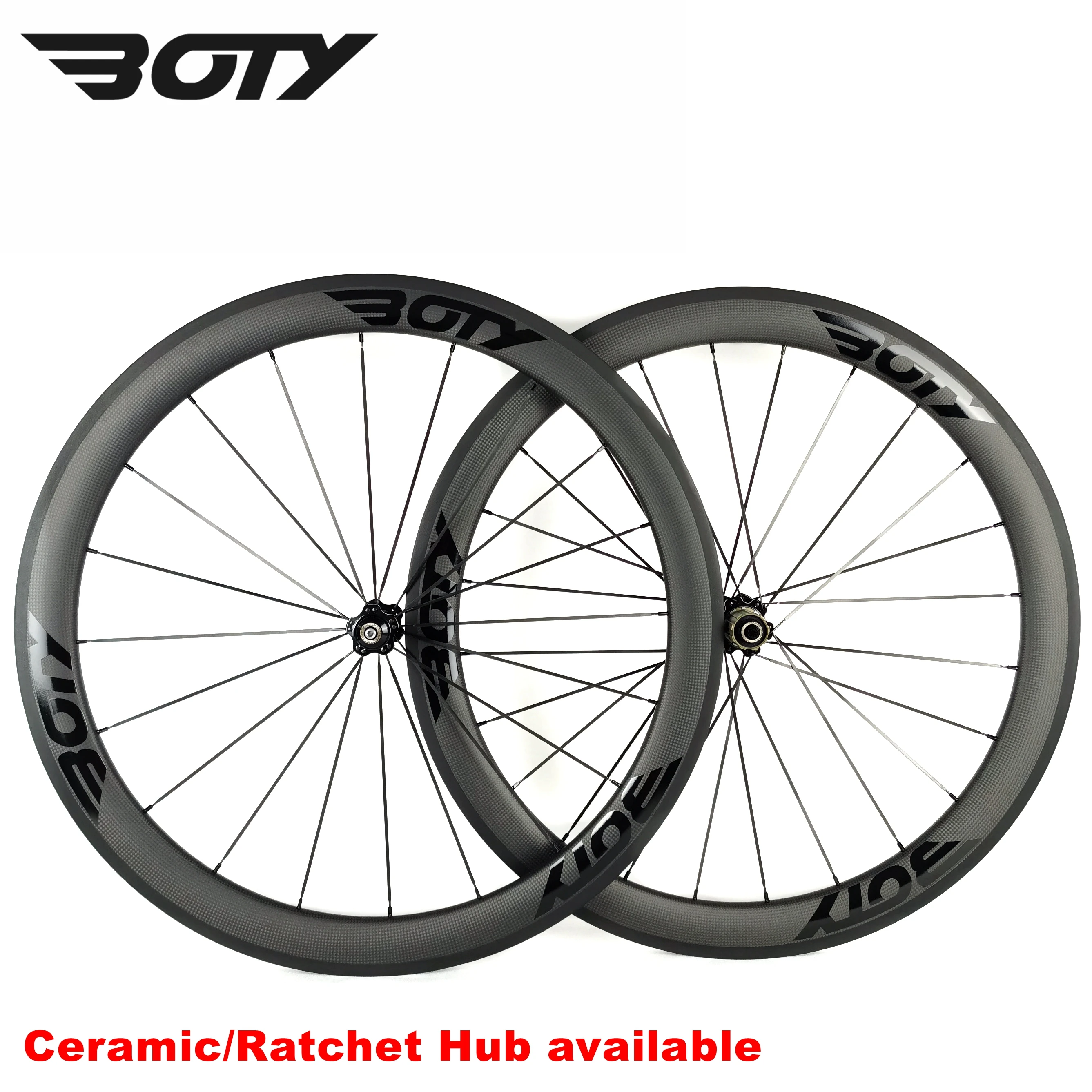 

BOTY 700C Road Rim Brake Carbon Wheelset Clincher/Tubeless/Tubular Bicycle Racing Wheels Ceramic/Ratchet Hub available