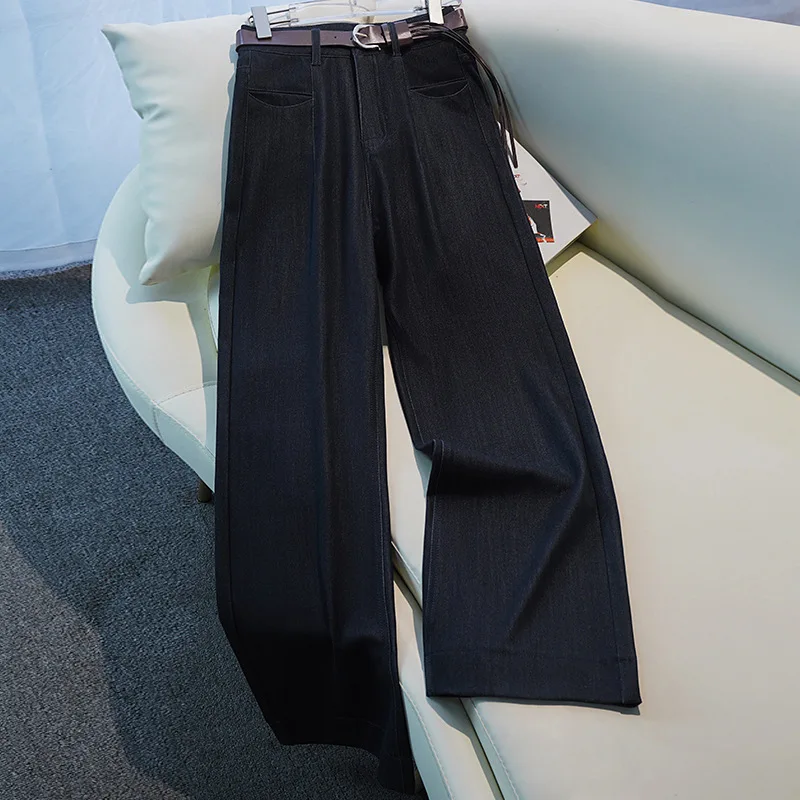 

Lazy Style High Waist Wide Leg Jeans for Women, Autumn Slimming Draped Loose Narrow Straight Pants