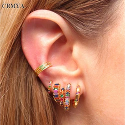 CRMYA Color CZ Zircon Hoop Earrings For Women Gold Silver Filled Piercing Women's Earrings 2022 Fashion Jewelry Wholesale