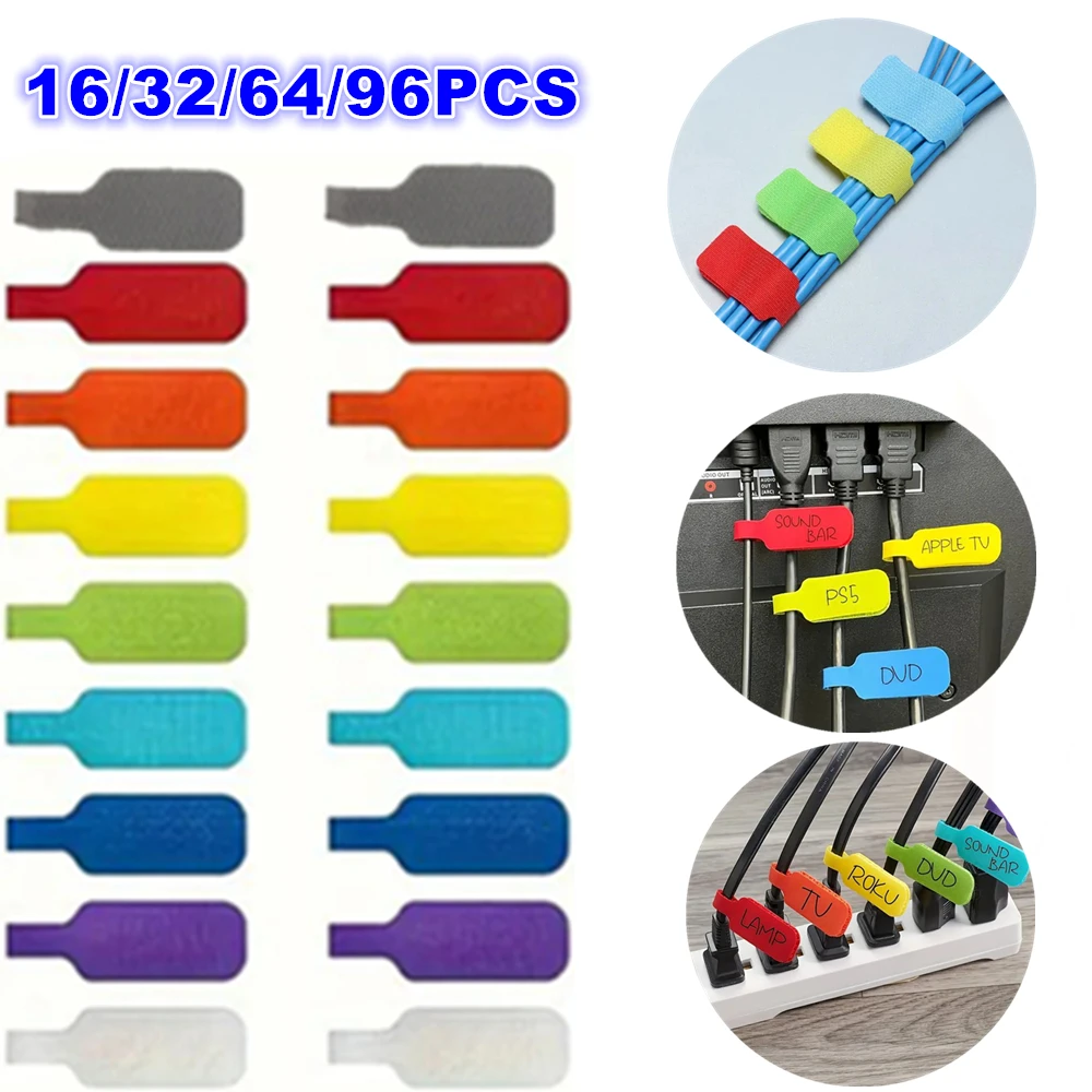 Writable Cable Straps with Self-Locking Function/Durable Cord Management Solutions for Home & Office Organization 16/32/64/96pcs