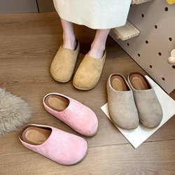 Med Slippers Casual Flat Shoes Female Platform Cover Toe Slipers Women Slides Luxury Soft Rubber 2024 Leisure PU Shoes Woman 202