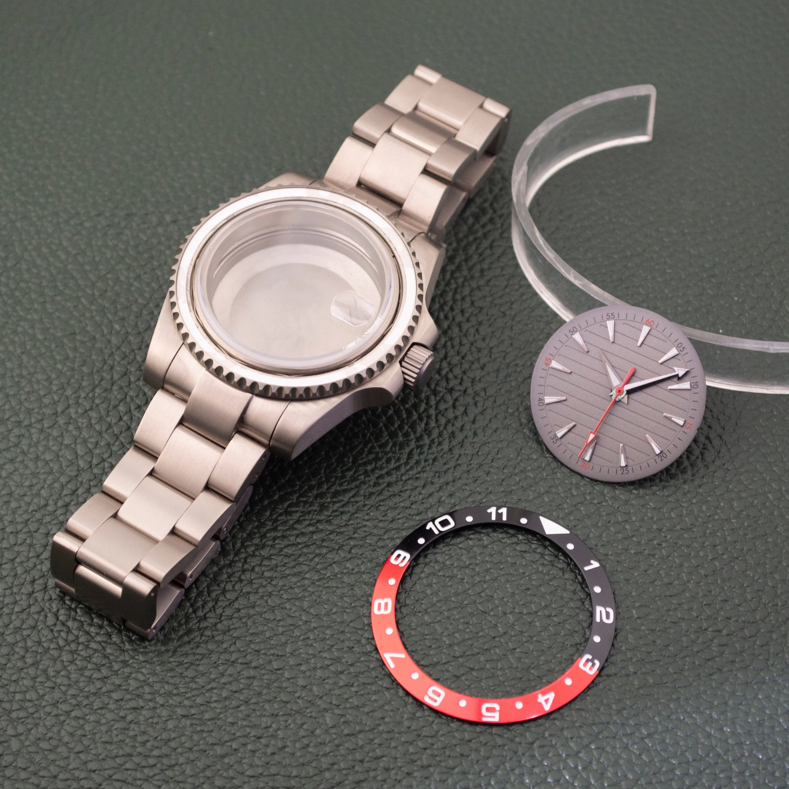 Titanium Watch Case Strap 40mm Case 20mm Band Dial Hands Sapphire Crystal Glass For NH34 NH35 NH36 Movement SUB GMT Case Watch
