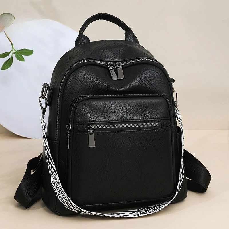 

New ladies pu fashion backpack Europe and the United States retro large-capacity leisure travel backpack ladies bag