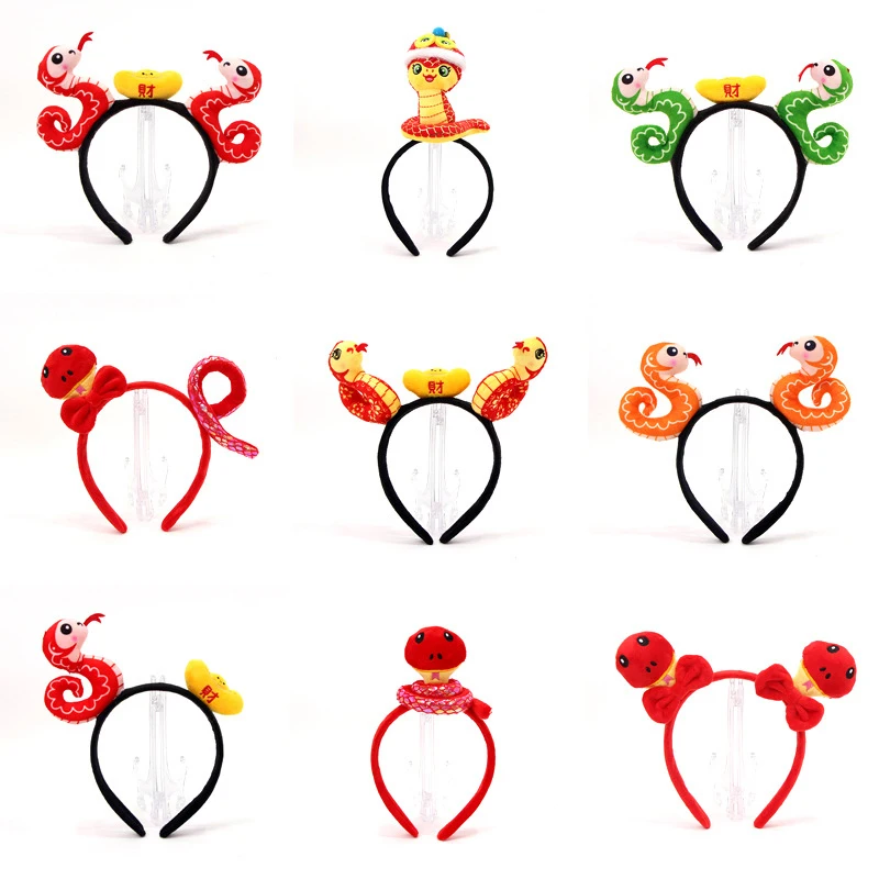 1Pcs Cute Chinese Style Snake Year Hair Hoop Zodiac Headwear Party Headpiece Hair Band Cosplay Costume Props Hair Accessories