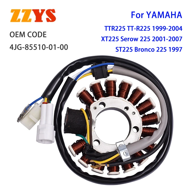 Bobina de estator de encendido para generador de motocicleta, para YAMAHA todoterreno TTR225 TT-R225 XT225 Serow ST225 Bronco TTR XT ST 225 4JG-85510-01