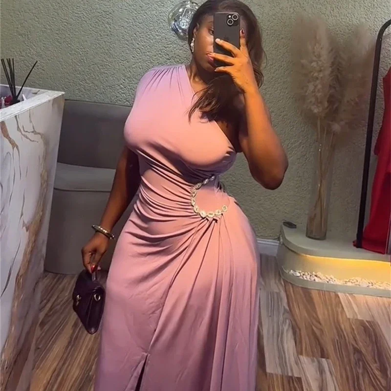 elegante-vestido-largo-de-verano-para-mujer-nuevo-estilo-de-un-solo-hombro-cintura-ajustada-con-diamantes-corte-irregular