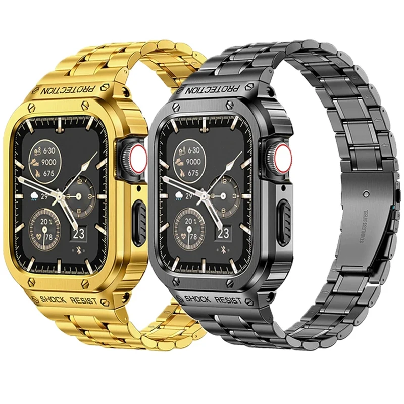 Luxury Strap+Case for Apple Watch Ultra 2 Band 49mm 44mm 45mm 41 40mm Bumper Cover Stainless Steel Iwatch Series 9 8 7 SE 6 5 4