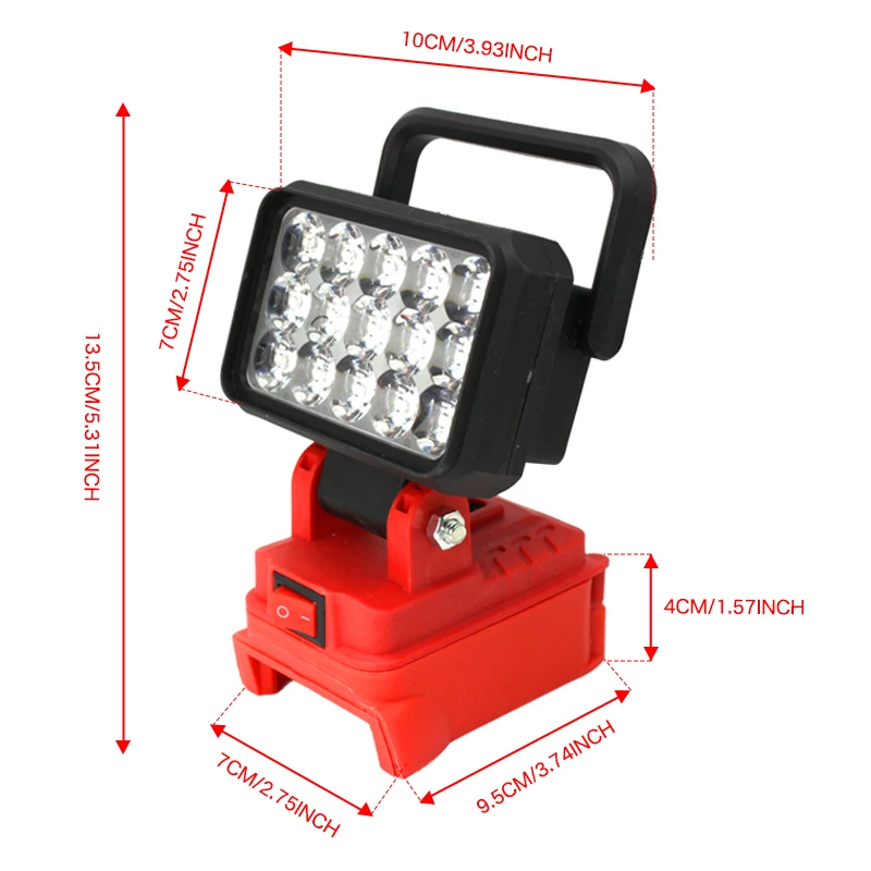 Led Light Fit Milwaukee Battery M18  Portable Spotlight Cordless Outdoor Work Fishing Handheld Emergency Tool Light No Batter