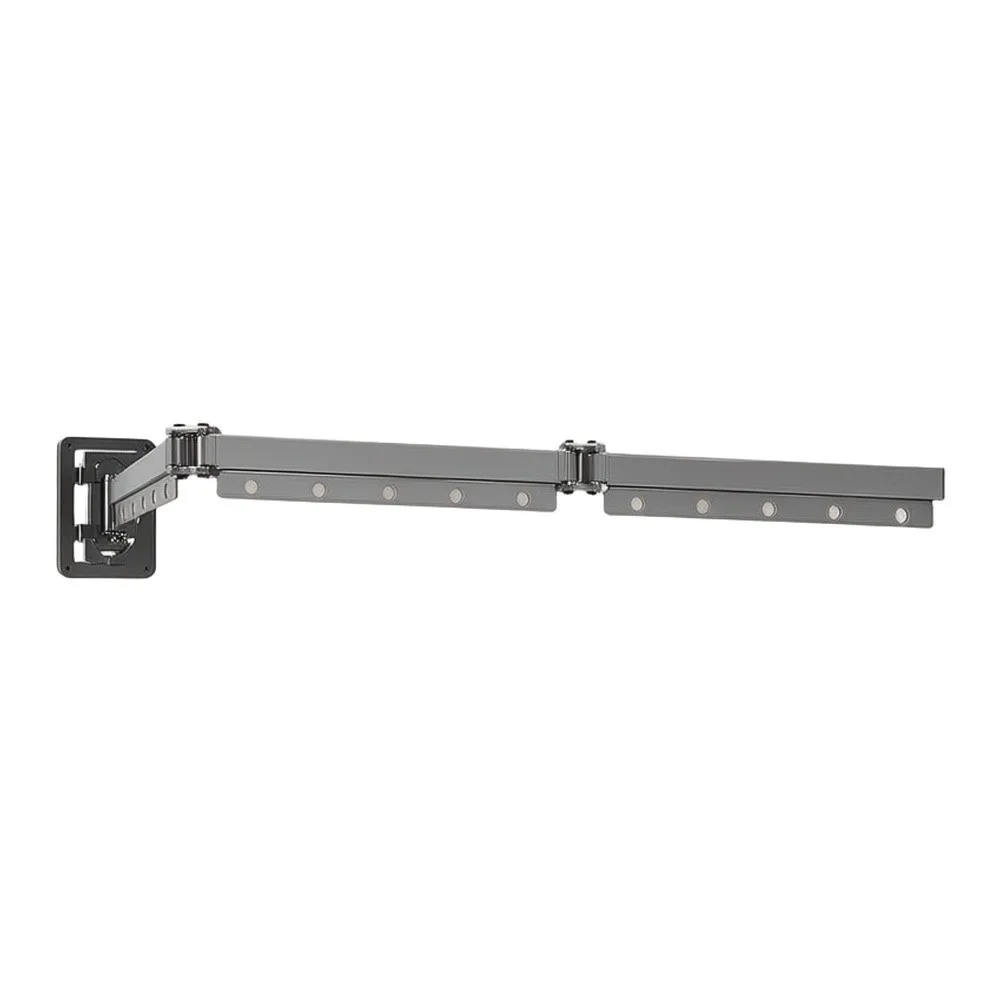 Wall Mount Folding Shower Curtain Rod Aluminum 4-Fold Adjustable for Small Bathrooms Fits 40 to 51 Inch Showers