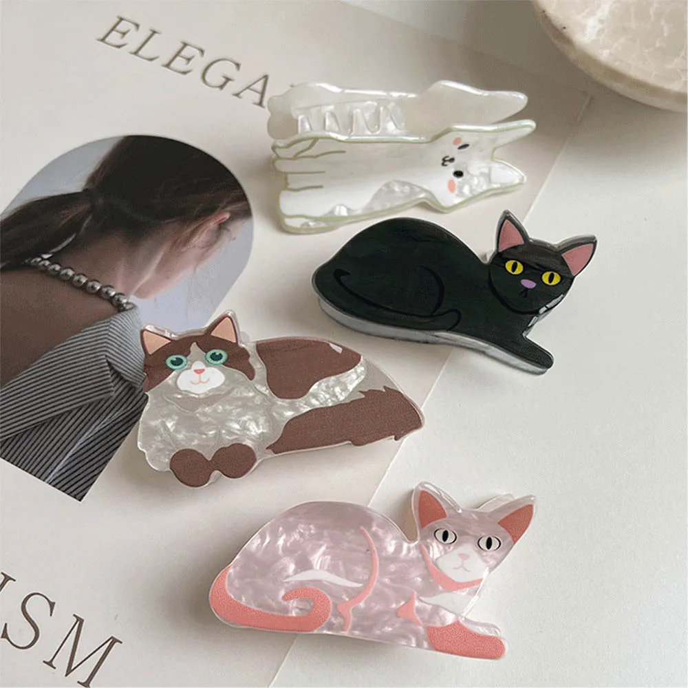 Cartoon Animal Hair Claw Hairpins Creative Cute Cat Shark Clip Barrettes Puppy Acrylic Hair Clip Personality Hair Accessories