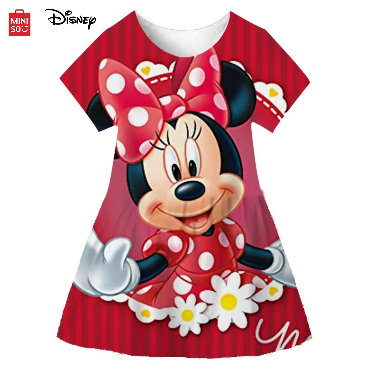 Disney Princess Minnie Dress Summer Children Clothes Dress Mini Dress Baby Girl Short Mickey Mouse Dress 1 2 3 4 5 6 7 8 9Years