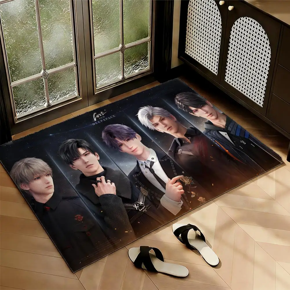 Anime Cool L-Love and D-Deepspace Floor Mat Soft Thickened Flannel Door Mat Non-Slip Living Room Rug Home Decor
