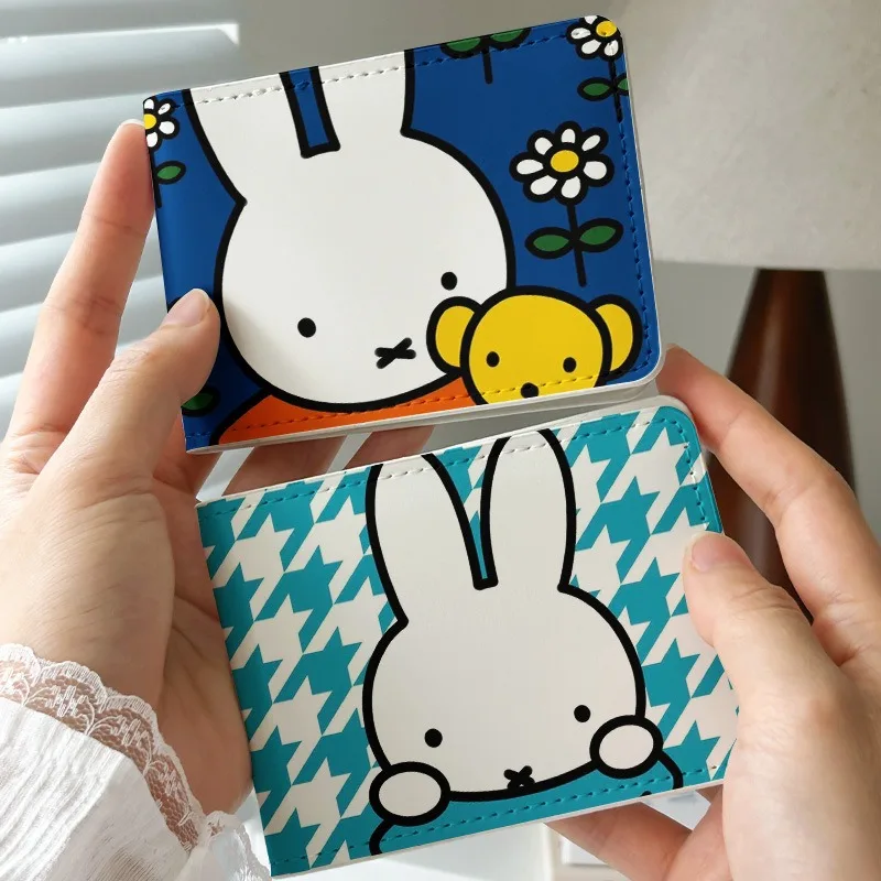 Cute Miffy Driver License Cover Cartoon Anime Peripheral High‑Aesthetic Fashion PU Leather Mini Wallet Nice Gift for Friends