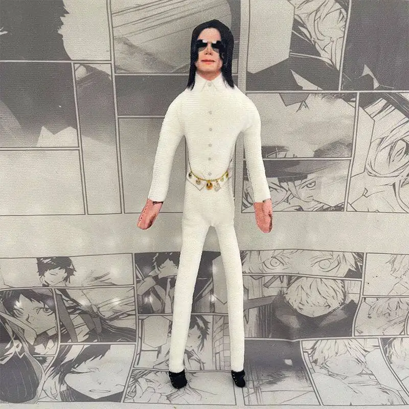 6 Stück Michael Jackson Cosplay Requisiten Plüschpuppen Stofffiguren Raumdekoration Abstrakte Gelenkbewegliche Desktop-Ornamente Geschenk