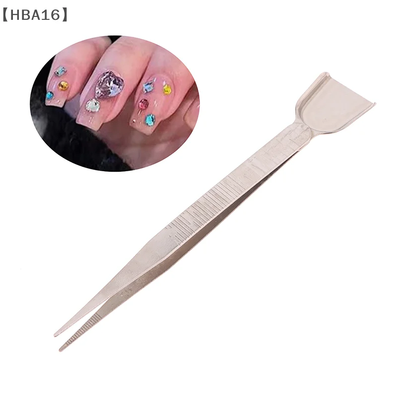 Stainless Steel Nail Tweezers Jewelry Scoop Shovel Sticker Rhinestones Bead Picker Manicure Tools Double Headed Jewelry Tool