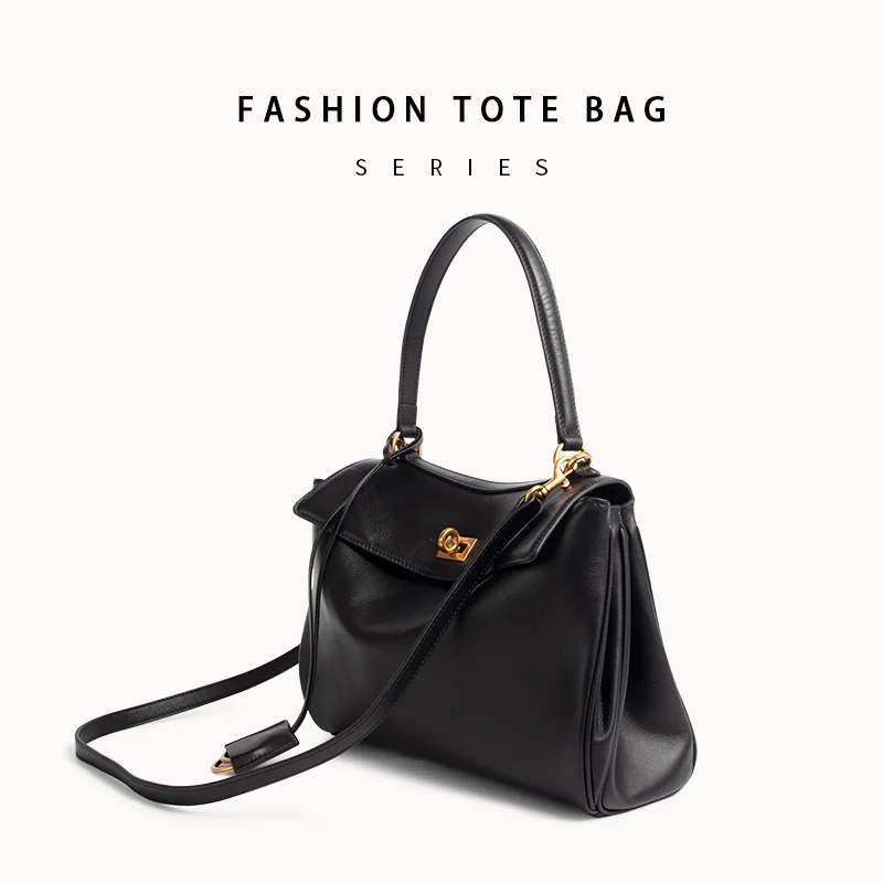 Genuine Leather New Rodeobag Leather Kellys Bag Women's Handbag Large Capacity Advanced Lock Fashion High Sense Underarm Bags