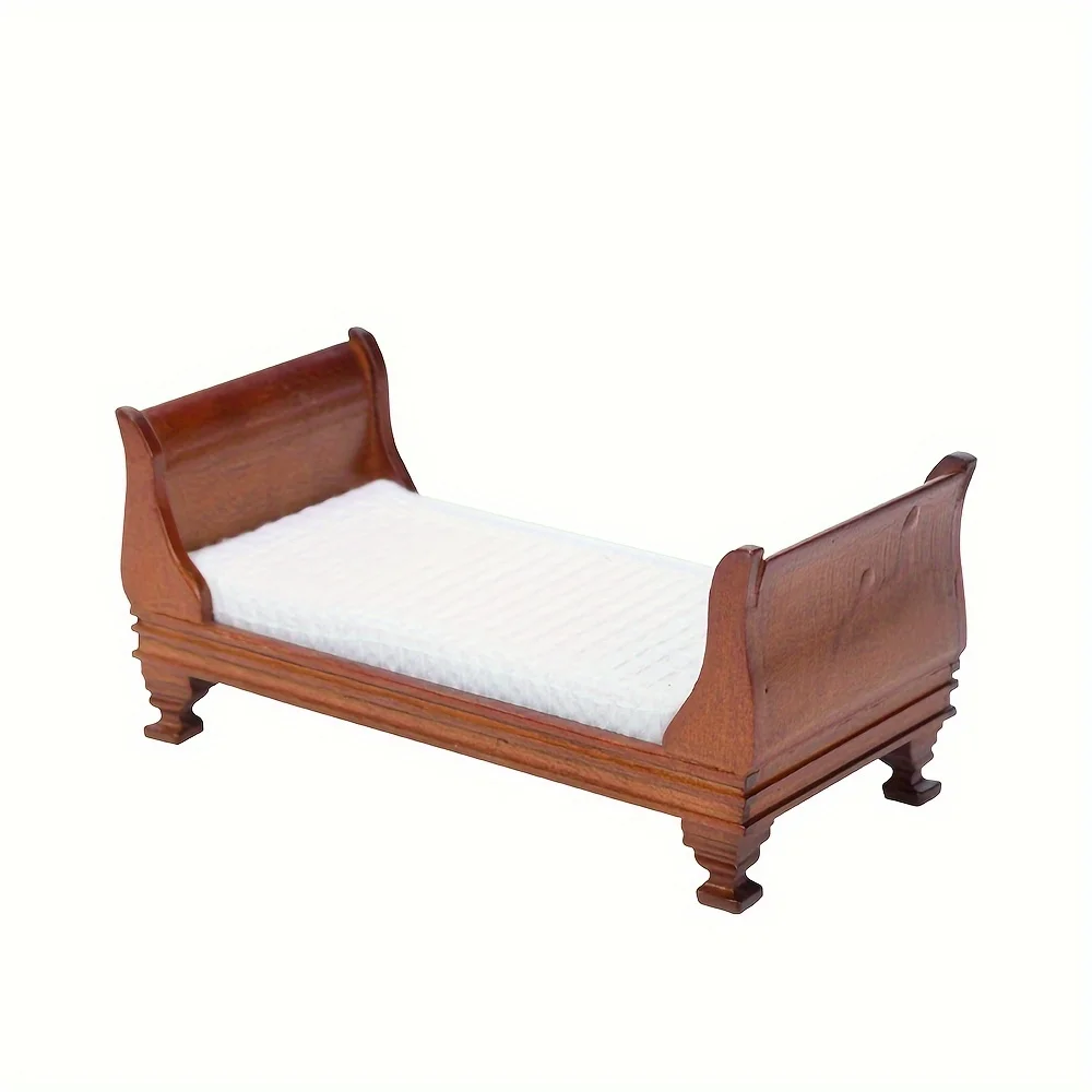 1pc Maßstab 1:12 Puppenhaus Mini Holz Einzelbett Spielhaus Möbel für Schlafzimmer Szene Mini Nachahmung Bett Modell Dekor Ornament