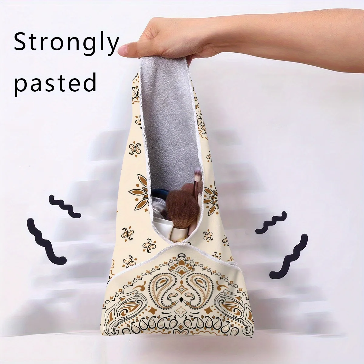 Neu eingetroffen: 1 Stück Bohemian Retro Paisley bedrucktes Aufbewahrungstuch, selbstklebendes magisches Wickeltuch, Schutzhülle, Make-up-Tasche, Beutel – Detail 6