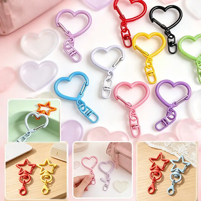 30/20/10 Stück Herz-/Sternförmige Bunte Karabinerhaken aus Legierung, Schlüsselanhänger, Schlüsselringe, Handgemachtes DIY-Material, Zubehör – Detail 1