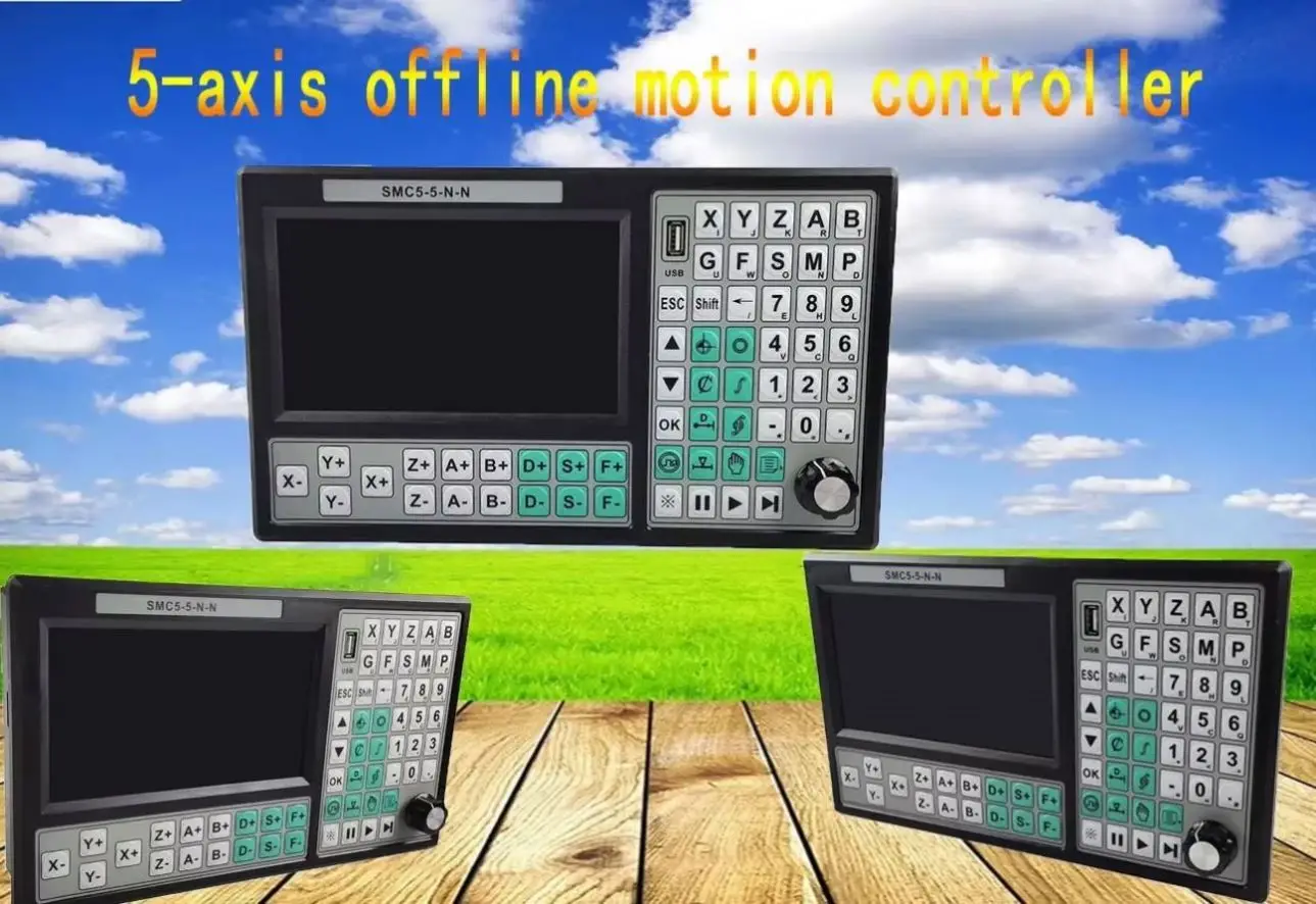 Controlador CNC Offline ANDUUK SMC5-5-N-N de 5 eixos/6 eixos, Sistema de Controle de Movimento de 500KHz com Roda Manual de Parada de Emergência