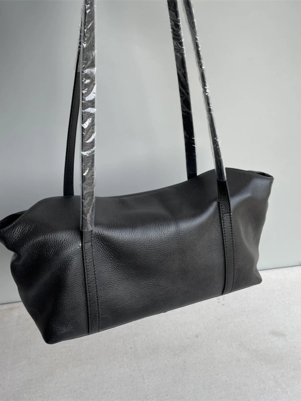 Trendy Underarm Bag Top Layer Cowhide Large Capacity Versatile Simple Luxury Boston Style Dumpling Bag American Retro Style