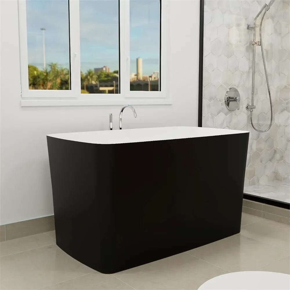 Bathtub, 47-inch, Acrylic Freestanding Tub, Footed Chrome Right Drain, Slotted Overflow, Bathroom Freestanding Tub