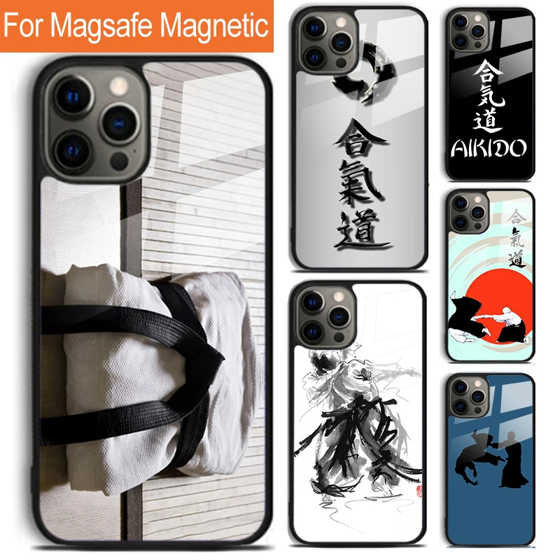 Aikido Japanese Martial Phone Case For iPhone 16 15 14 13 12 11 Pro Max Plus Magsafe Magnetic Wireless Charging Cover