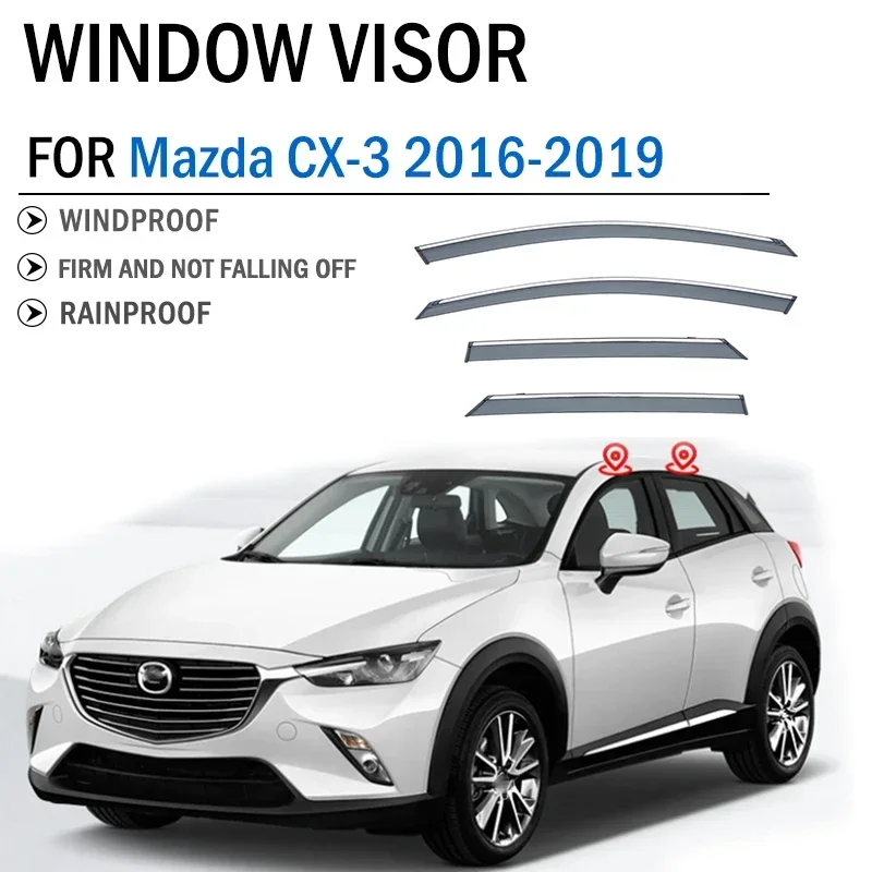 

Accessories FOR Mazda CX-3 CX3 2016 2017 2018 2019 Car Window Deflector Visor Shade Sun Rain Guard Window Air Awnings